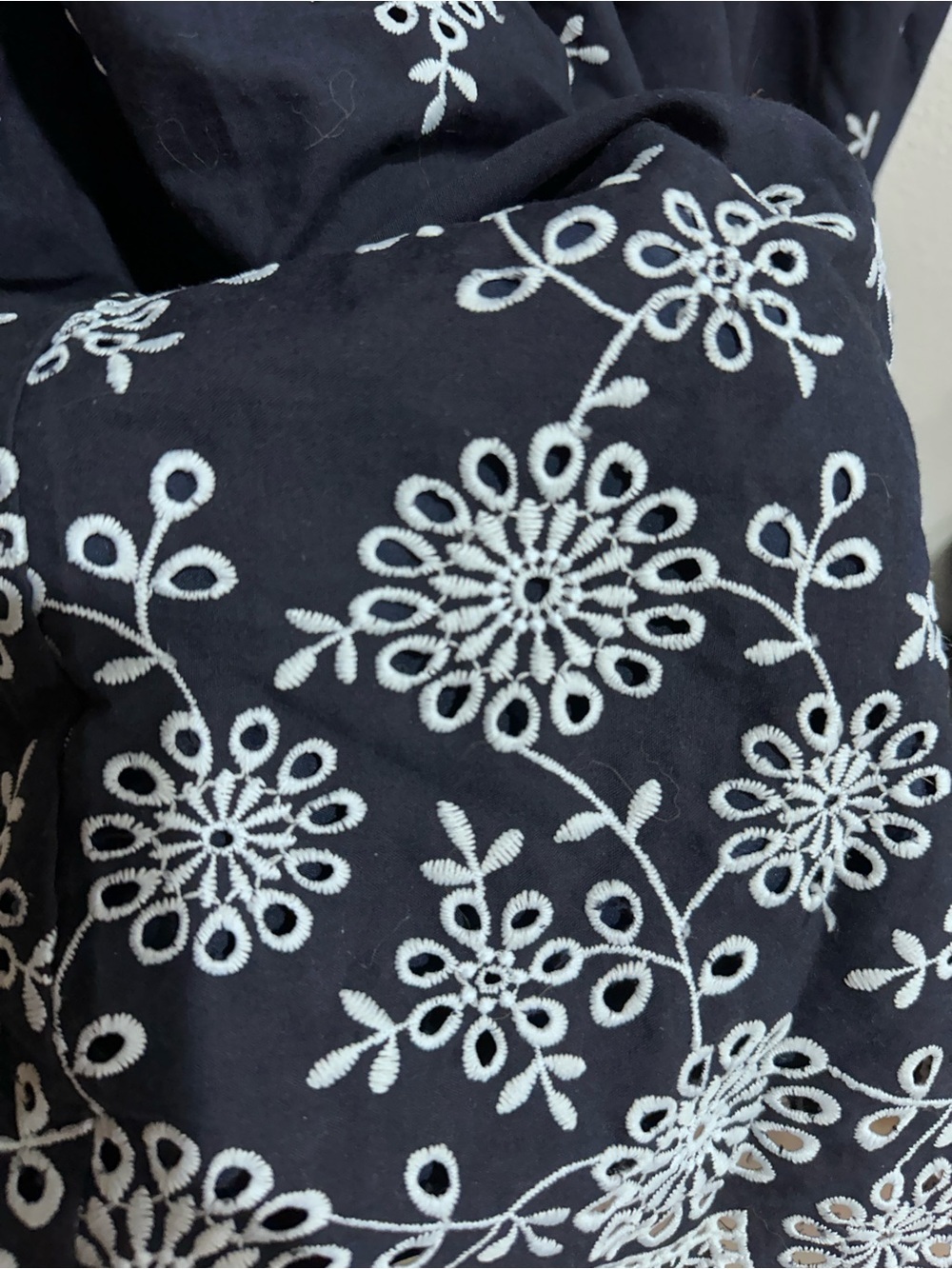 Unique Vintage Navy Skirt with White Embroidered Hem - Picture 3 of 6